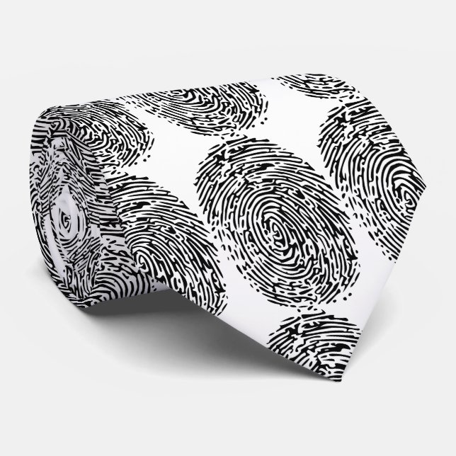 Corbata Divertidas huellas digitales en blanco y negro par (Enrollado)