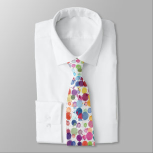 Corbata Divertido color de agua Rainbow Polka Dot