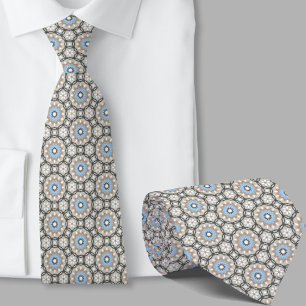 Corbata Divertido patrón azul marfil colorido