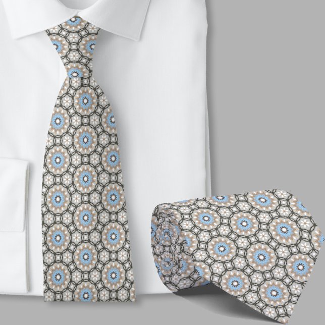Corbata Divertido patrón azul marfil colorido (Subido por el creador)