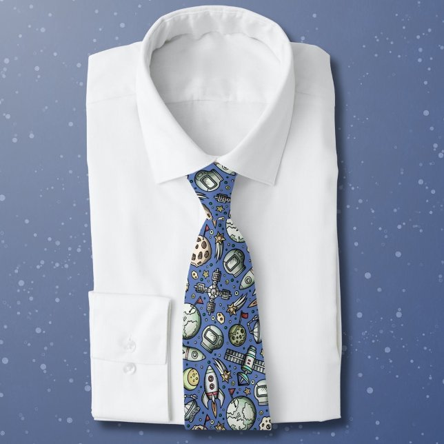 Corbata Divertido patrón de dibujos animados del espacio e (Subido por el creador)