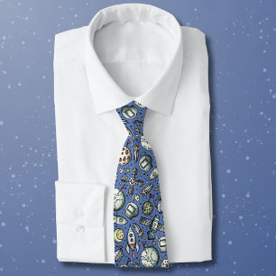 Corbata Divertido patrón de dibujos animados del espacio e