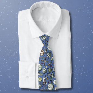 Corbata Divertido patrón de dibujos animados del espacio e