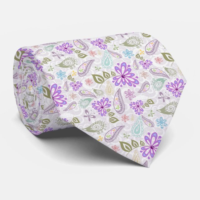 Corbata Divertidos patrones de paisley pastel (Enrollado)