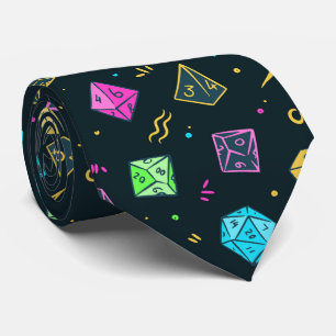 Corbata DnD NeckTie, D20 Dice Pattern, Dungeon Master Gift