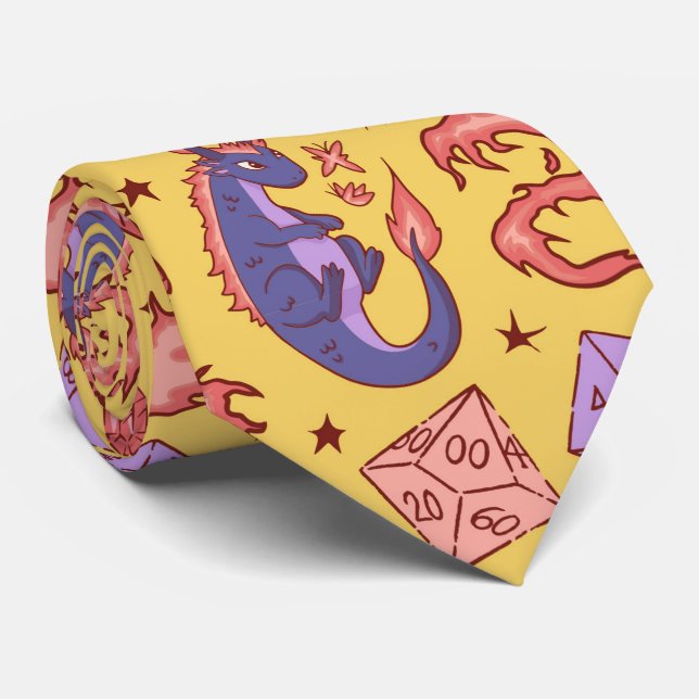 Corbata DnD NeckTie, D20 Dice Pattern, Dungeon Master Gift (Enrollado)