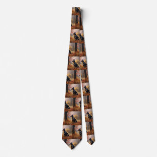 Corbata Doberman en otoño se inspira en las hojas