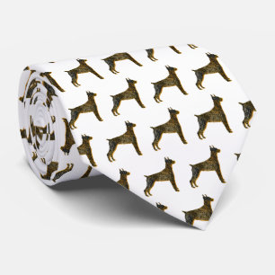 Corbata Doberman Pinscher Dog Silhouette Halloween White