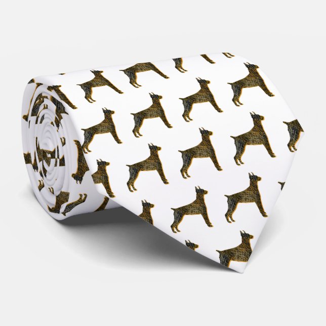 Corbata Doberman Pinscher Dog Silhouette Halloween White (Enrollado)