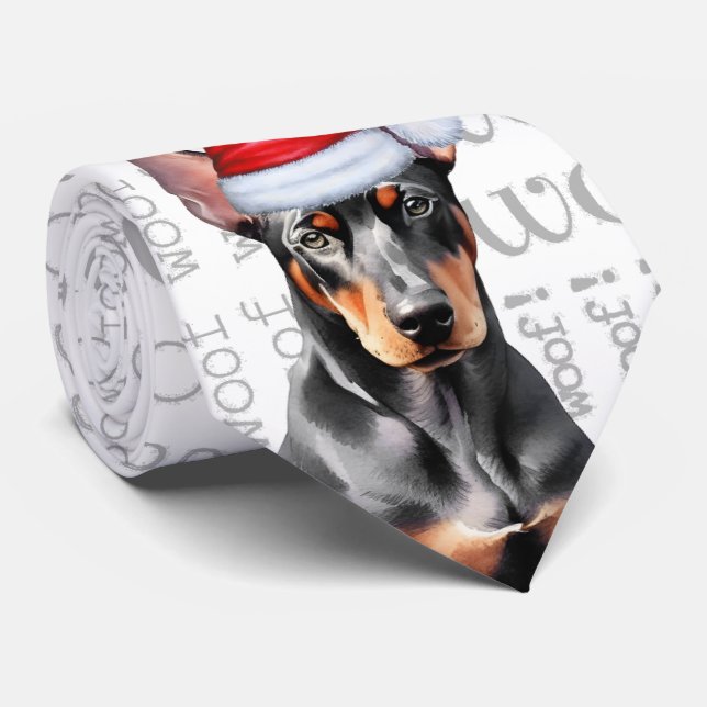 Corbata Doberman Pinscher Woof Christmas Dog Lover (Enrollado)