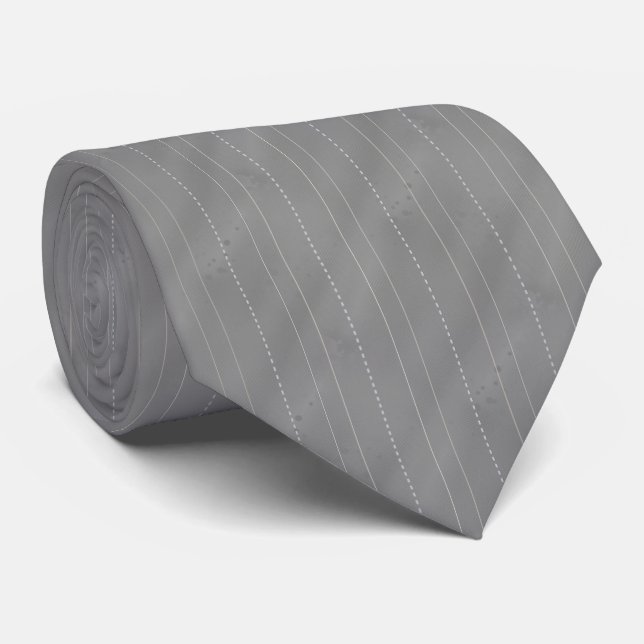 Corbata Doble a rayas finas | Gris mediano (Enrollado)