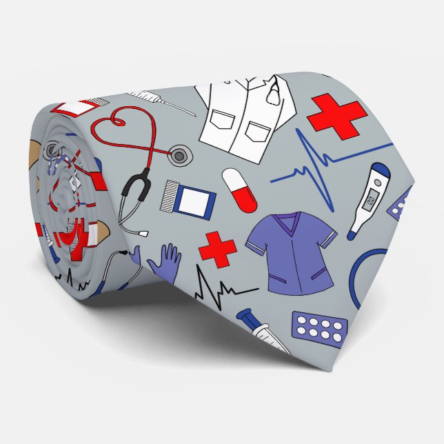 Corbata Doctor and Nurse Patterned Graduation (Enrollado)
