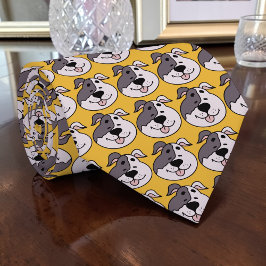 Corbata Dog Cartoon on Yellow Custom Necktie