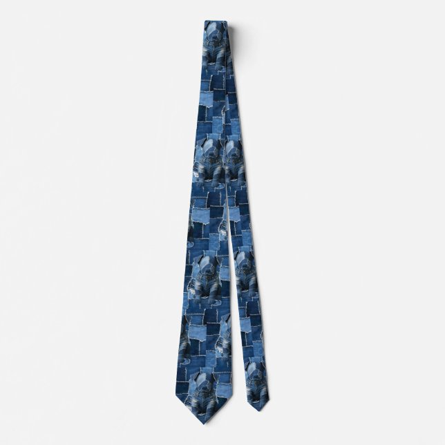 Corbata Dog Patchwork Art Denim (Anverso)