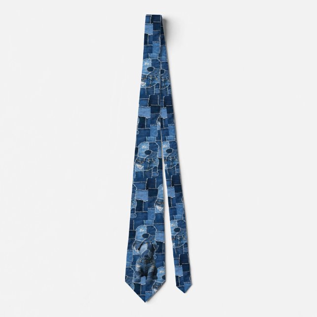 Corbata Dog Patchwork Art Denim (Anverso)