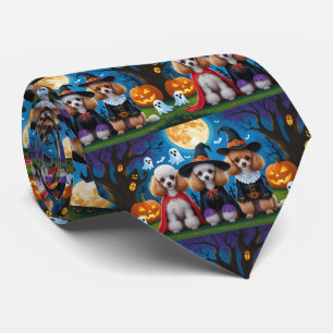 Corbata Dogos de caniche Calabaza Halloween Gracioso