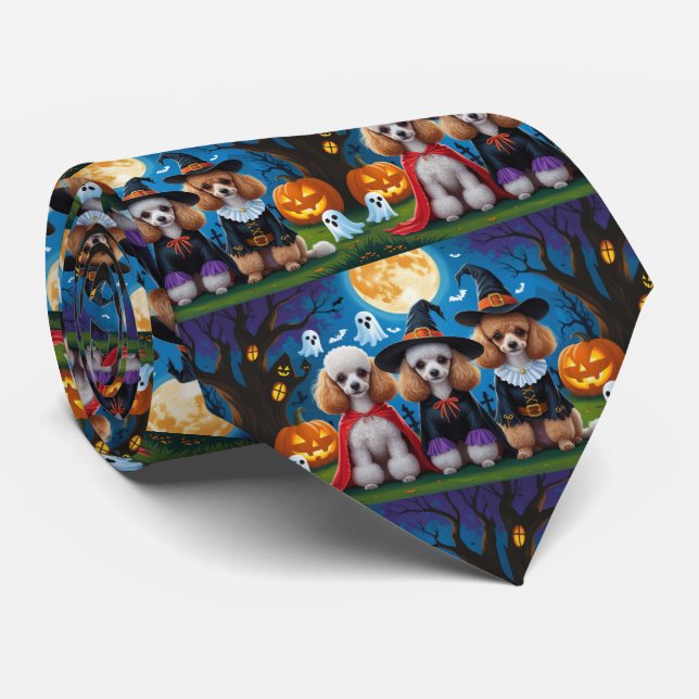 Corbata Dogos de caniche Calabaza Halloween Gracioso (Enrollado)