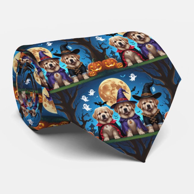 Corbata Dogs de Terranova Calabaza Halloween Funny (Enrollado)