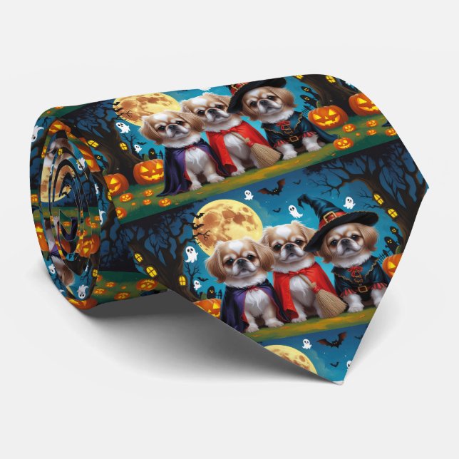 Corbata Dogs pekingeses Calabaza Halloween Graciosa (Enrollado)