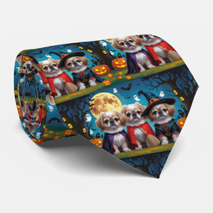 Corbata Dogs pekingeses Calabaza Halloween Graciosa