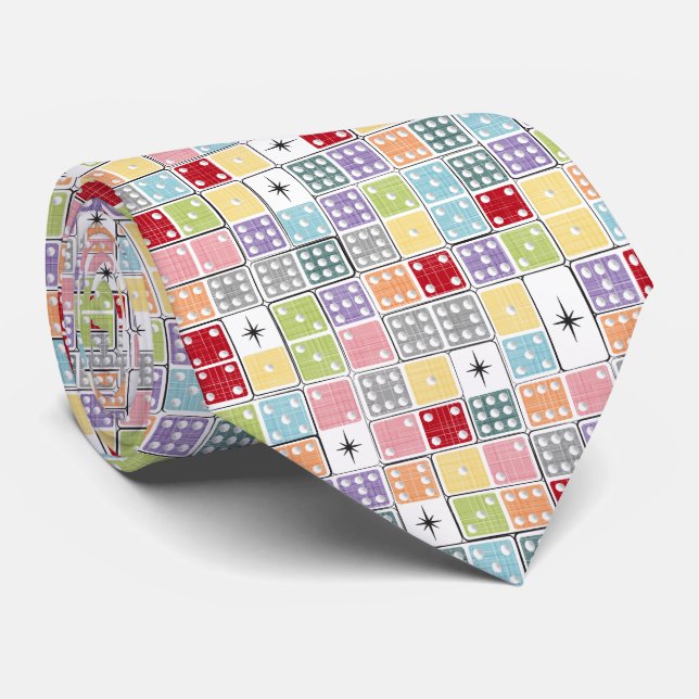 Corbata Dominoes de Retro Starburst (Enrollado)