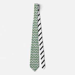 Corbata Dominos blancos con puntos negros en tonos verdes