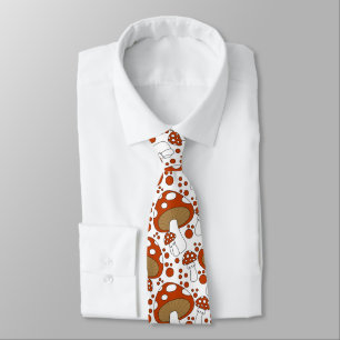 Corbata Doodle de champiñones rojo, blanco y negro