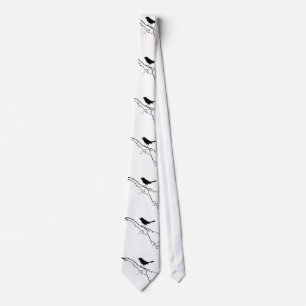 Corbata Doodle de pájaro negro y blanco