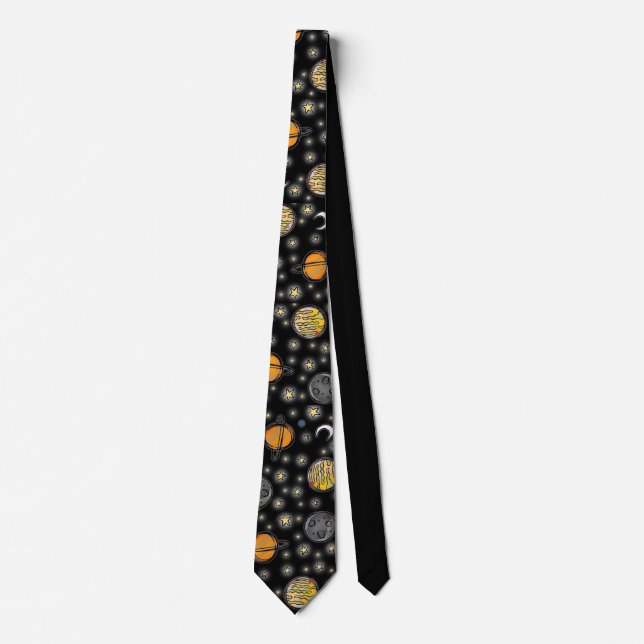 Corbata Doodle negro cósmico (Anverso)
