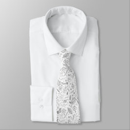 Corbata Doodles de Navidades blancos