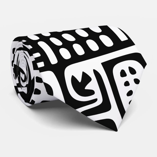 Corbata doodles en blanco y negro de 7 (Enrollado)