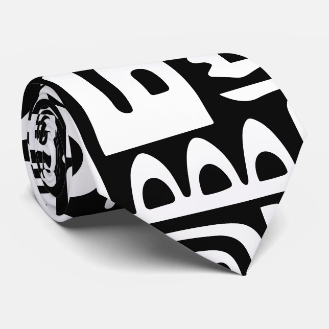 Corbata doodles en blanco y negro de 7 (Enrollado)
