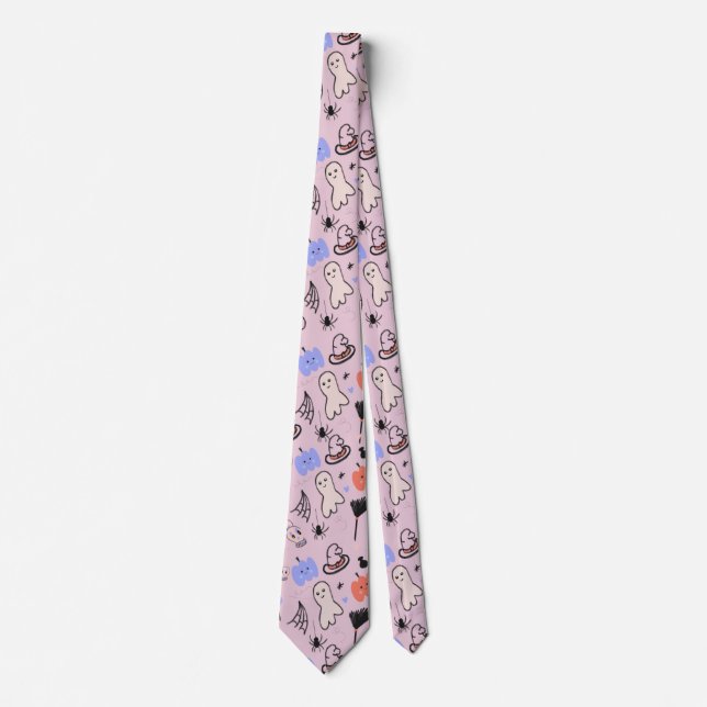 Corbata Doodles temáticos retro Halloween (Anverso)