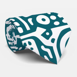 Corbata Doodles verde azulados y blancos de 7