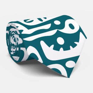 Corbata Doodles verde azulados y blancos oscuros 2 de 7