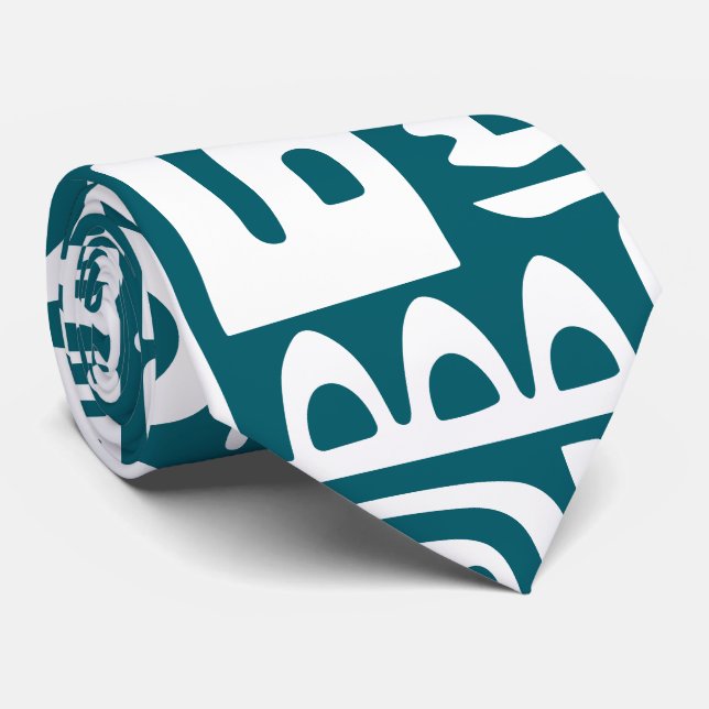 Corbata Doodles verde azulados y blancos oscuros de 7 (Enrollado)