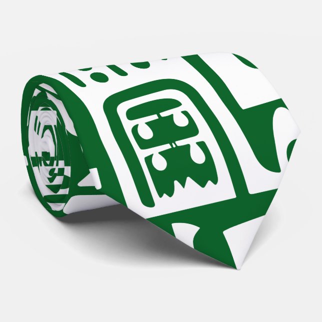 Corbata Doodles verdes y blancos de 7 bosques (Enrollado)