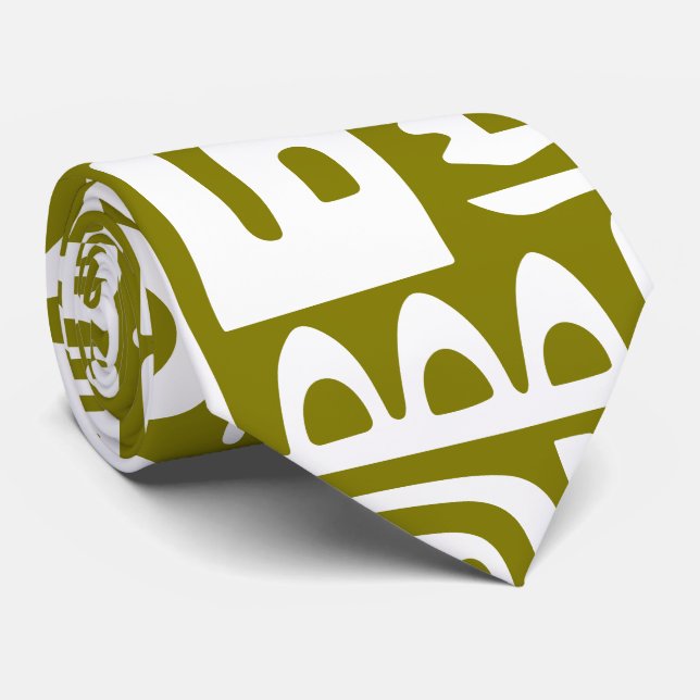 Corbata Doodles vivos verdes y blancos de 7 (Enrollado)