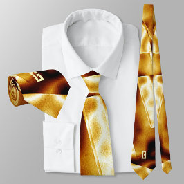 Corbata Dorado Glow Bronze Moderno Monogramado