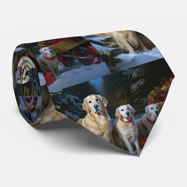 Corbata Dorado Retriever Nevado Trineo Decoración de Navid (Enrollado)