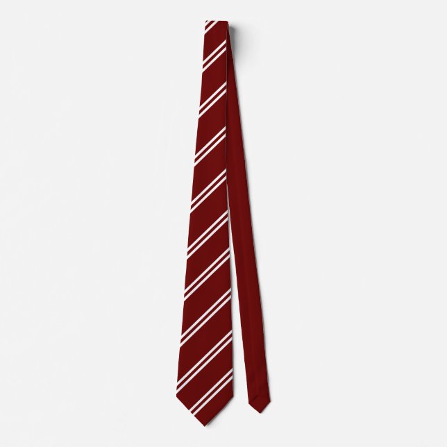 Corbata Double Stripe Maroon & White (Anverso)