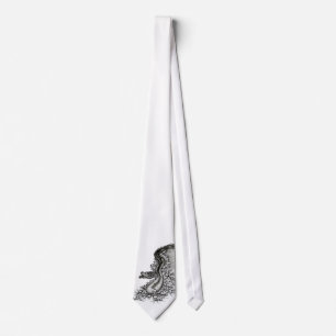 Corbata Dragón chino, diseño blanco y negro en tatuostyl