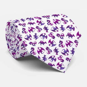 Corbata Dragón de galaxia en morado y rosa