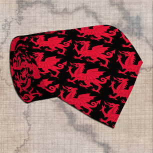 Corbata Dragón galés Tie & Cymru dragón rojo / Gales