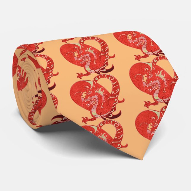 Corbata Dragon Heart Valentine Chinese Year of the Dragon (Enrollado)
