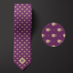 Corbata Dragón morado y dorado en perfil con monograma