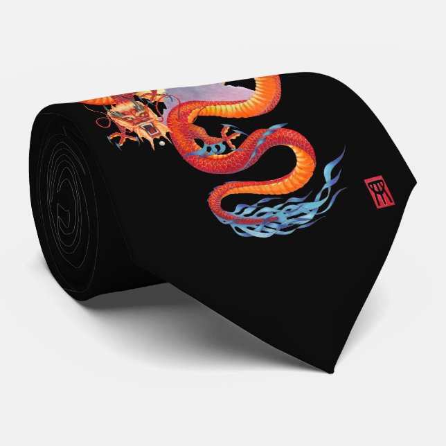 Corbata Dragón rojo chino (Enrollado)