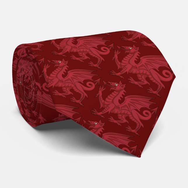 Corbata Dragón rojo de Gales (Y Ddraig Goch) (Enrollado)