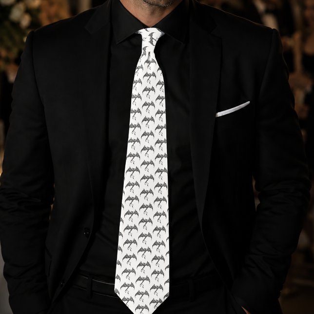Corbata Dragón Tribal Celta Entrelazado Negro Blanco Fanta (Subido por el creador)