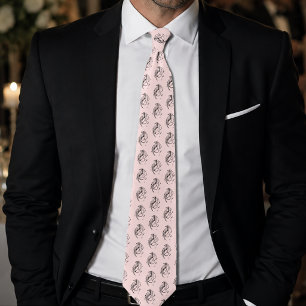 Corbata Dragón Tribal Negro Arte de Línea Fantasía Tatuaje
